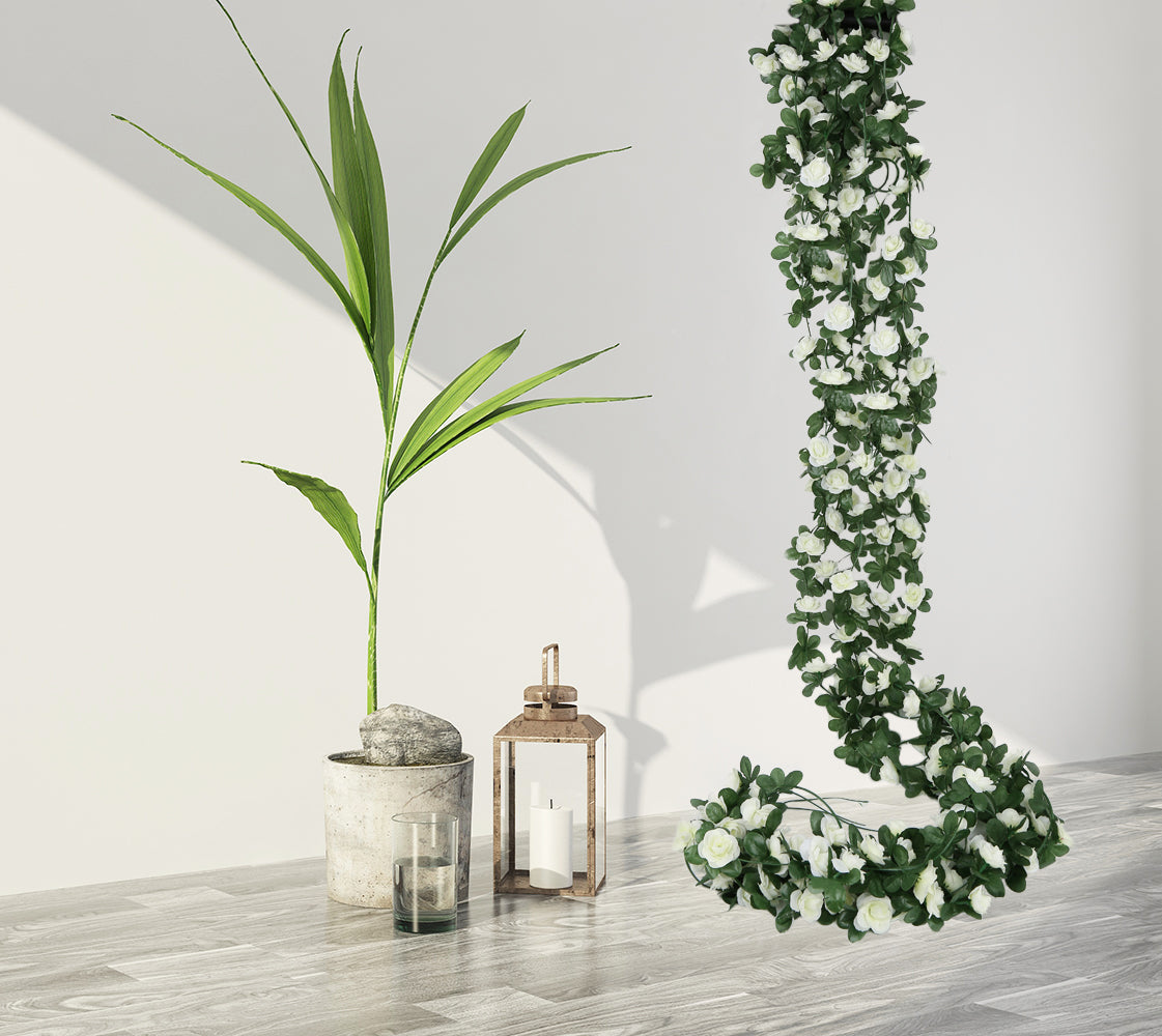 6 Pack 45 Heads Artificial Rose Vine Flowers Garlands Decorations Floral Hanging Garden Craft Rose Ivy Plants