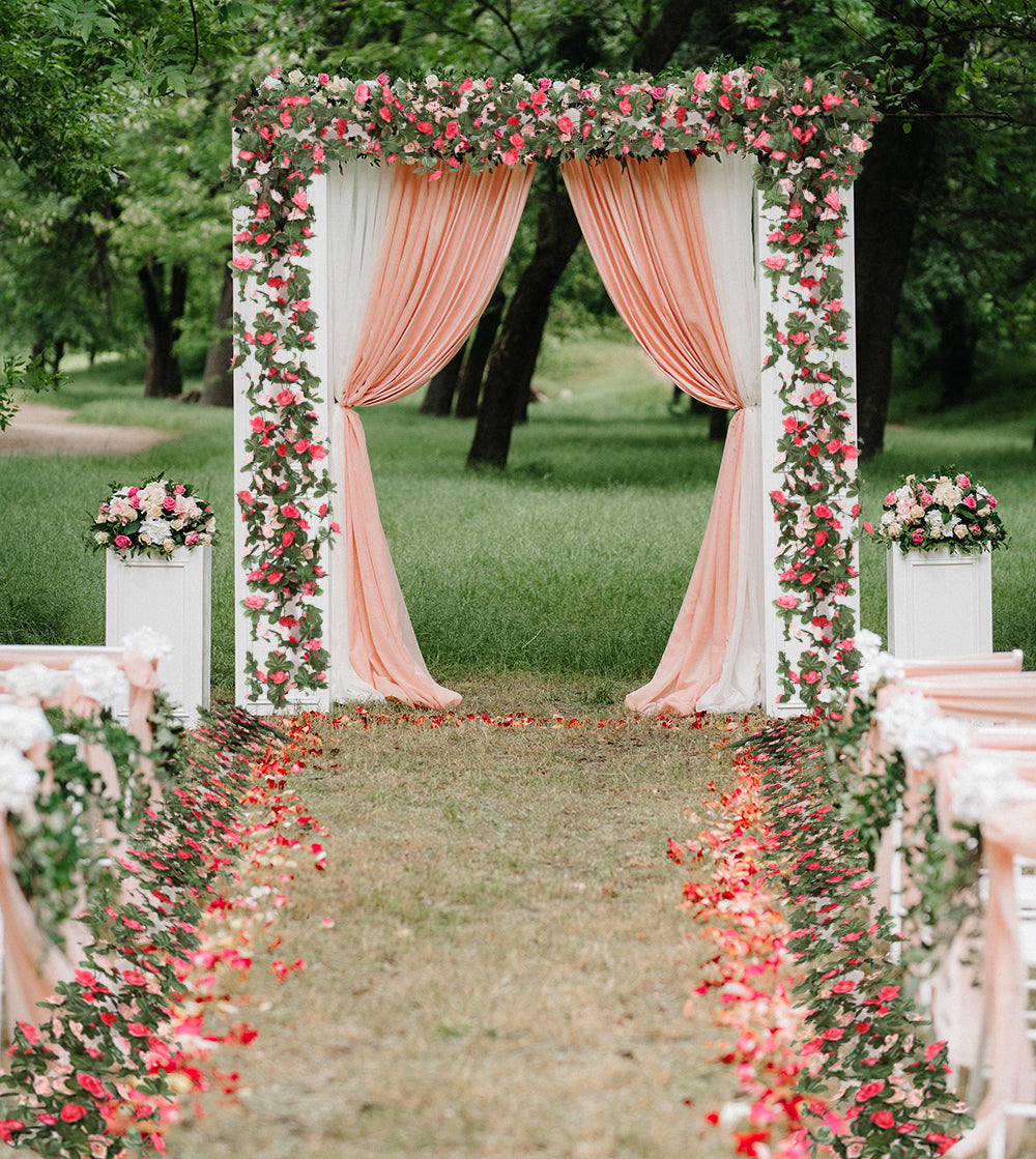 6 Pack 45 Heads Artificial Rose Vine Flowers Garlands Decorations Floral Hanging Garden Craft Rose Ivy Plants