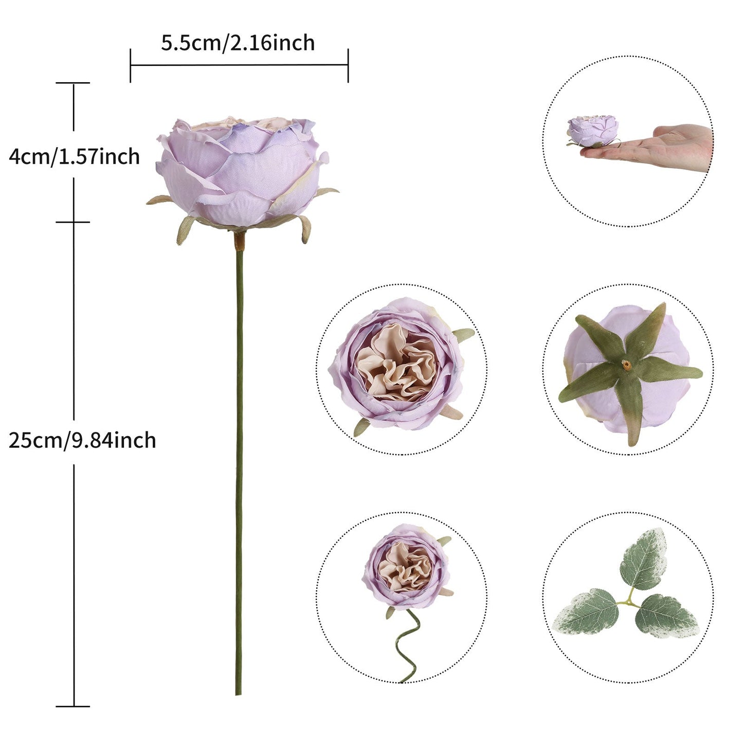 25PCS Roses Artificial Flowers 2.16in Fake Peonies Vintage Dried Flowers