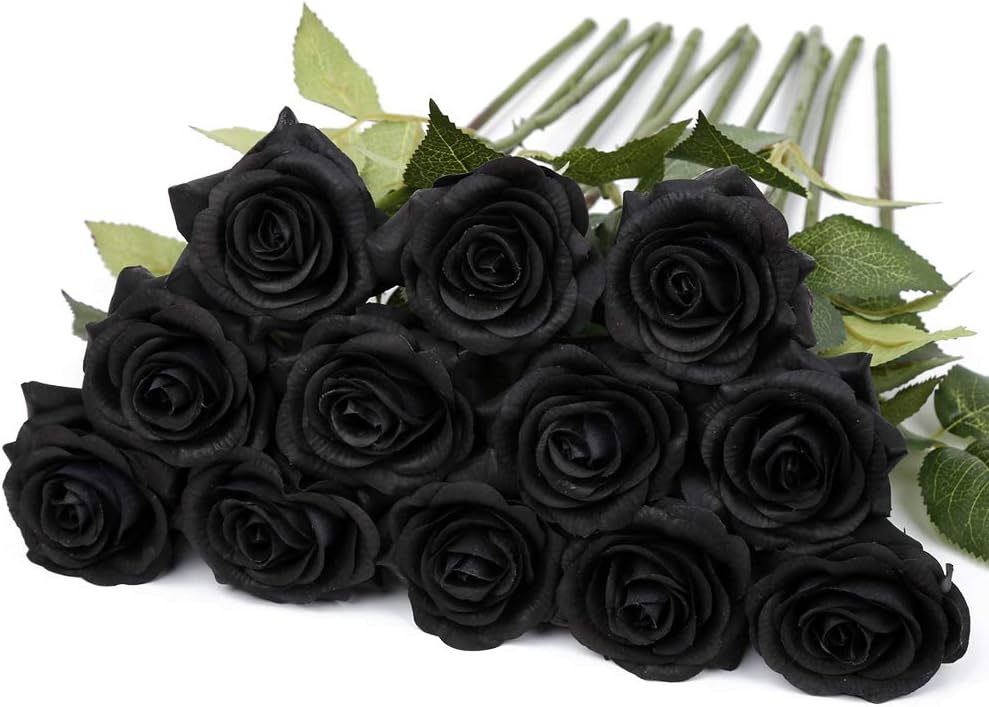 12PCS  Roses Artificial  Flowers Bouquet Real Touch Roses Silk Flowers