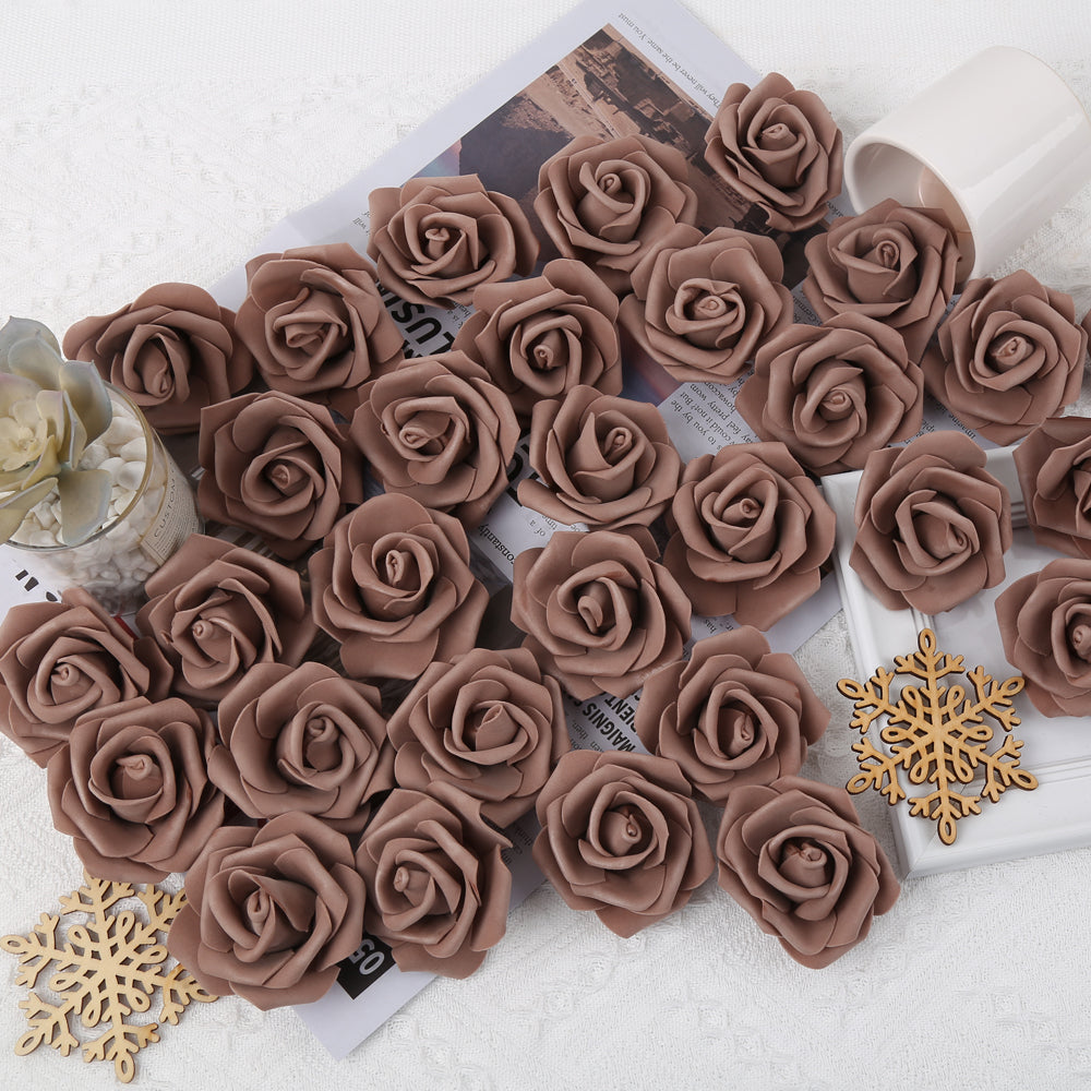 100 Pack Red Foam Roses, 3 Inch Stemless Artificial Flowers for Crafts, Wall Decorations, Wedding Receptions, Bridal Shower, Faux Bouquets, Spring Decor, and DIY Projects