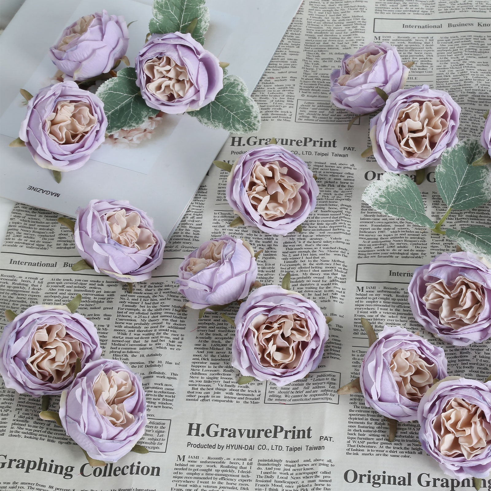 25PCS Roses Artificial Flowers 2.16in Fake Peonies Vintage Dried Flowers