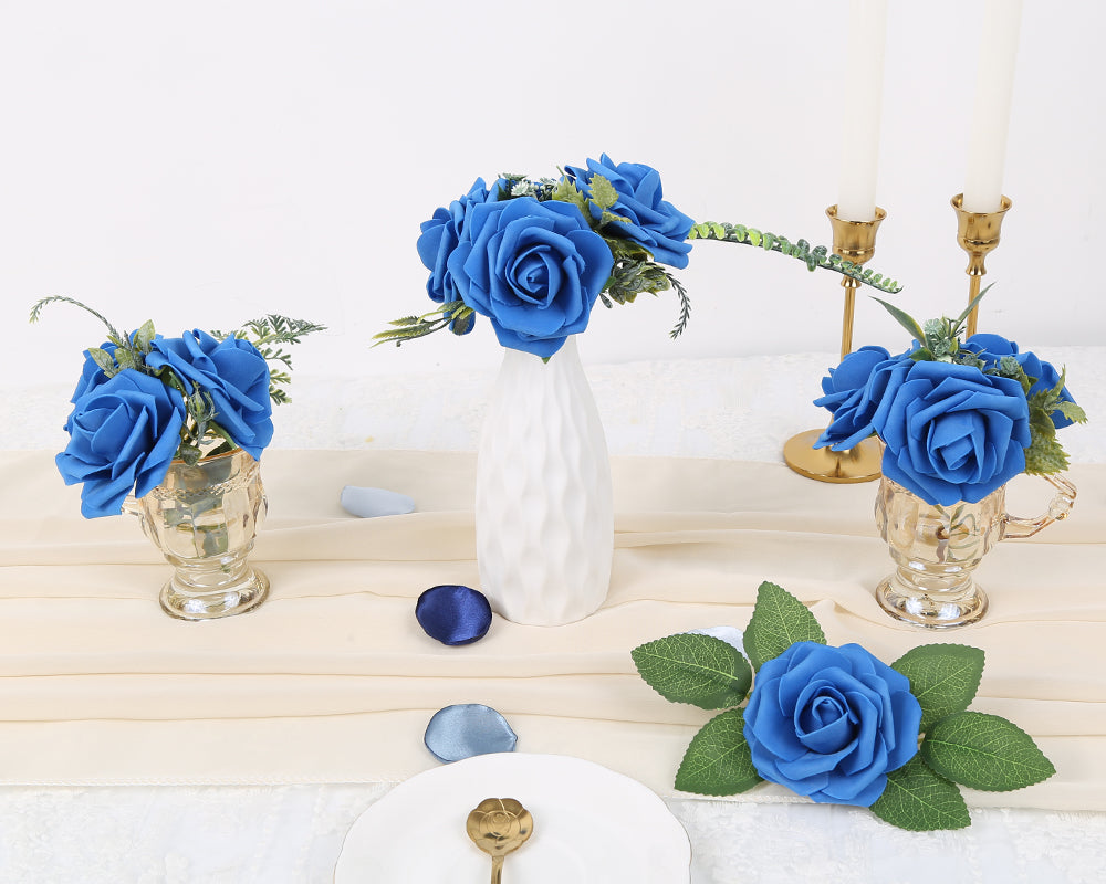 25pcs Artificial Flower Foam Rose Real Touch Roses Flower Heads with Stem