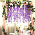 6 /12Pack 3.6 Feet/Pcs Silk Artificial Fake Wisteria Vine Ratta Hanging Garland for Home Party Garden Wedding Decor