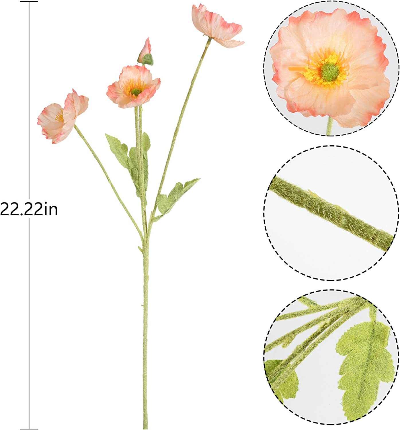 10Pcs Artificial Poppy Silk Flowers for Home Decor, Pink Poppy Flowers Artificial Faux Poppy Flower Stems Silk Flowers for Home Decor Bouquet Wedding Party Table Centerpiece Arrangement(Pink)