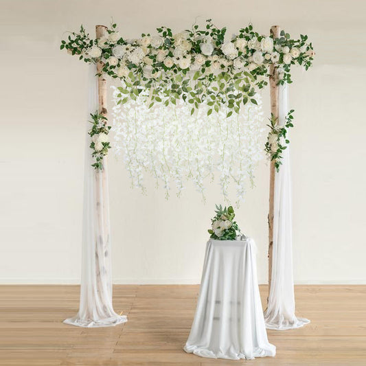 12pcs Artificial Wisteria Flowers Purple Dense Artificial Fake Wisteria Vine Ratta Hanging Garland Silk Flowers String Home Party Wedding Decor