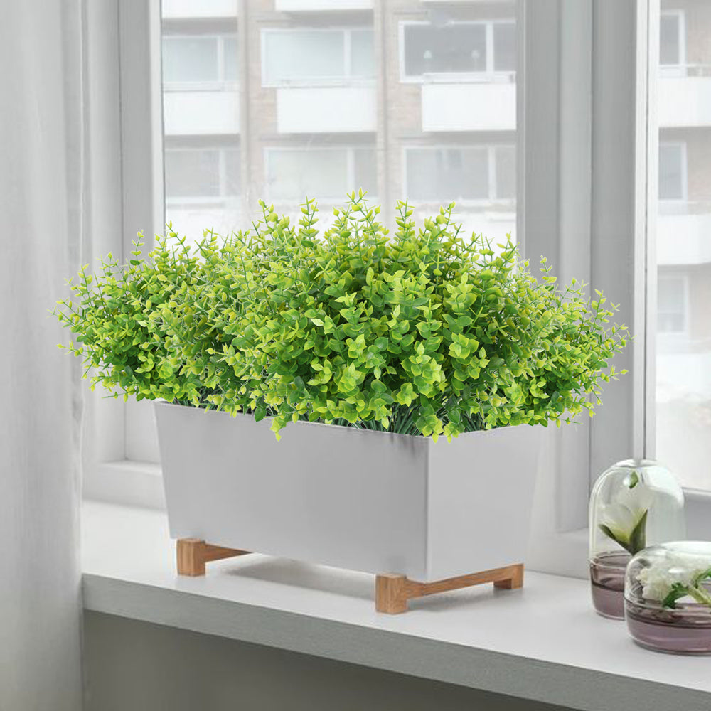 10 Bundles Realistic Artificial Plants Green Eucalyptus UV Resistant Shrubs for Indoor Outdoor Home Garden Decoration