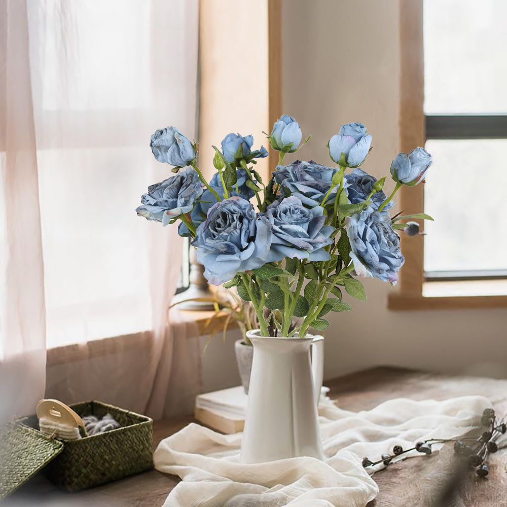 1PC Artificial Flower Focal Edge Rose Silk Decoracion Fake Flower