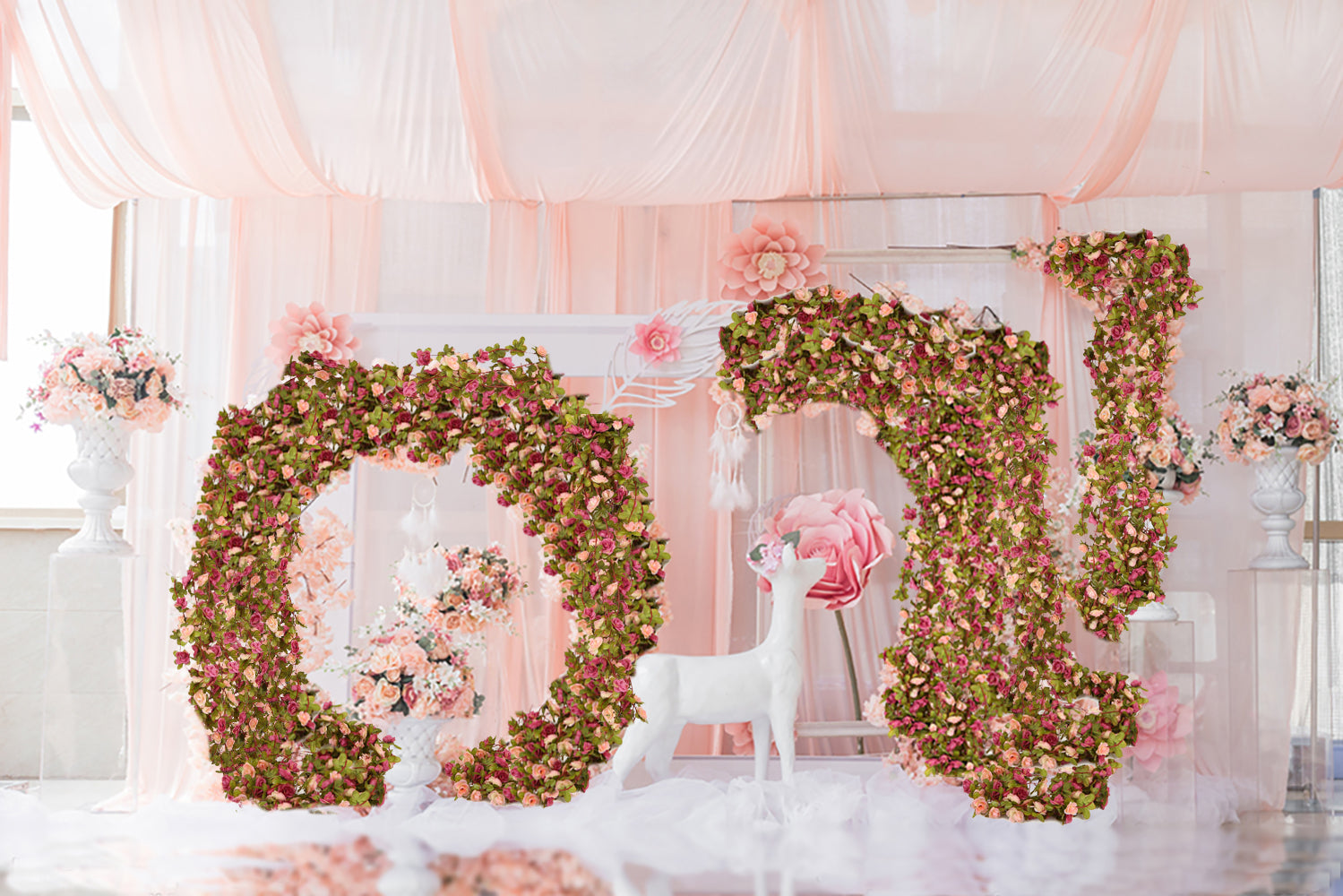 6 Pack 45 Heads Artificial Rose Vine Flowers Garlands Decorations Floral Hanging Garden Craft Rose Ivy Plants