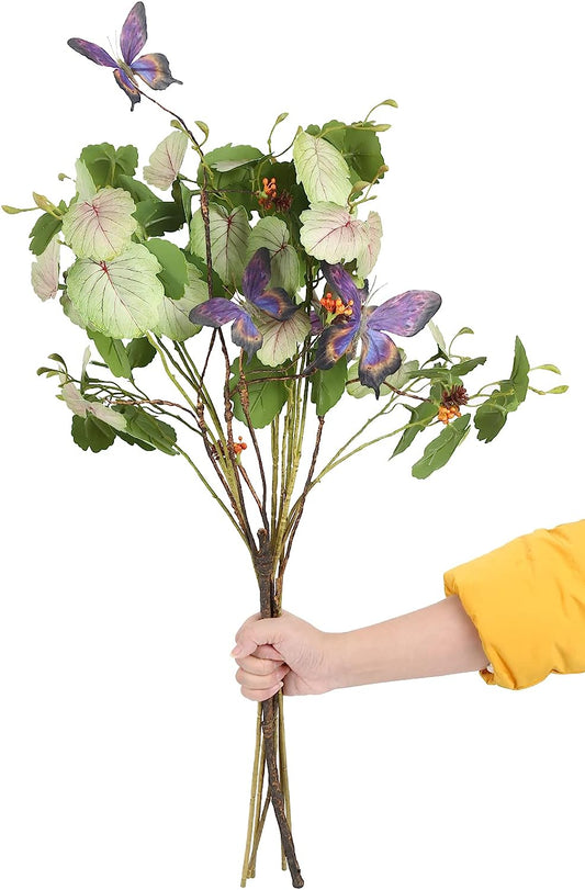 5Pcs 28" Artificial Greenery Stems with Butterfly Fake Greenery Flowers Arrangements