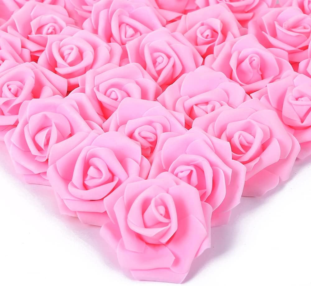 100 Pcs Real Looking Ivory White Foam Fake Roses