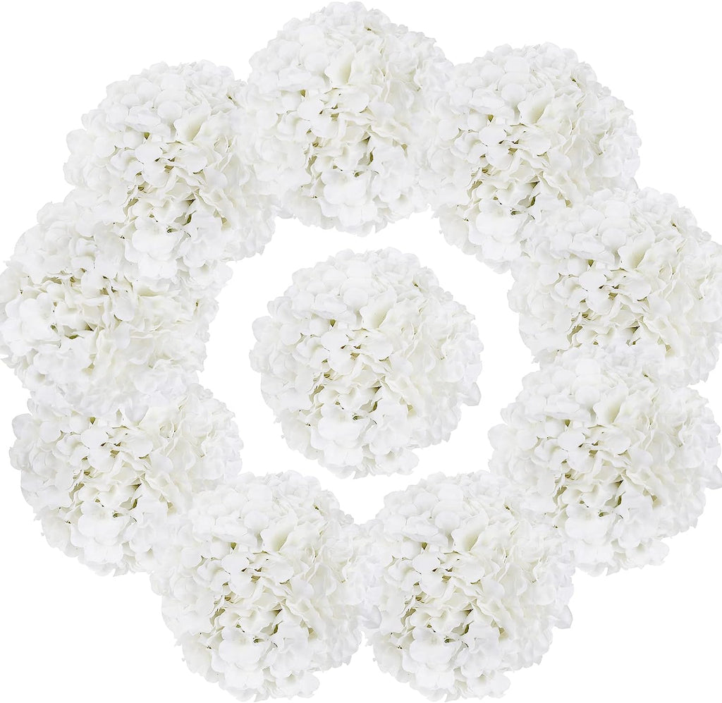 10pcs Hydrangea Artificial Flowers, Fake Purple Hydrangea Silk Flowers