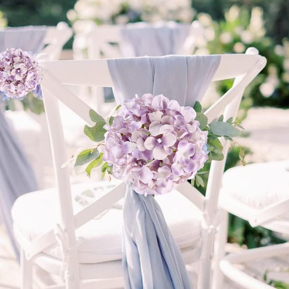 10pcs Hydrangea Artificial Flowers, Fake Purple Hydrangea Silk Flowers