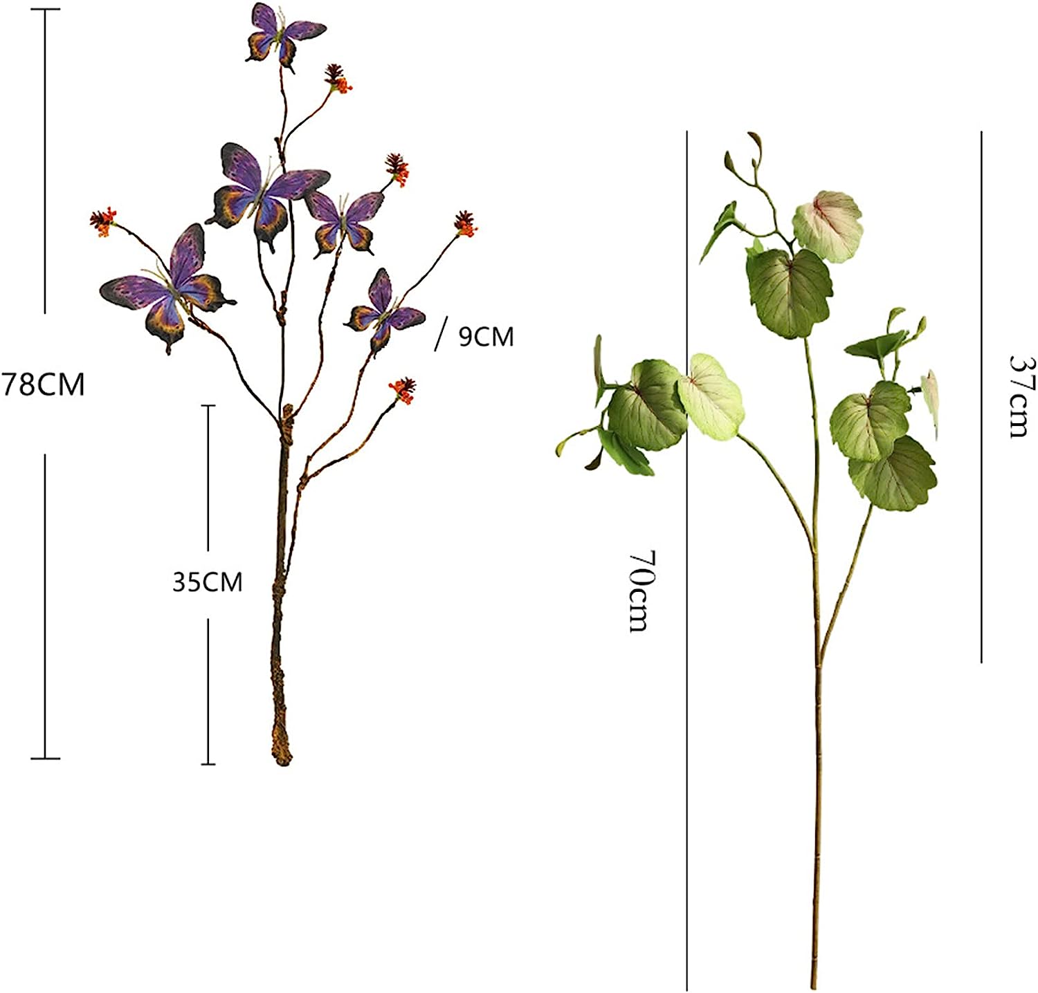 5Pcs 28" Artificial Greenery Stems with Butterfly Fake Greenery Flowers Arrangements