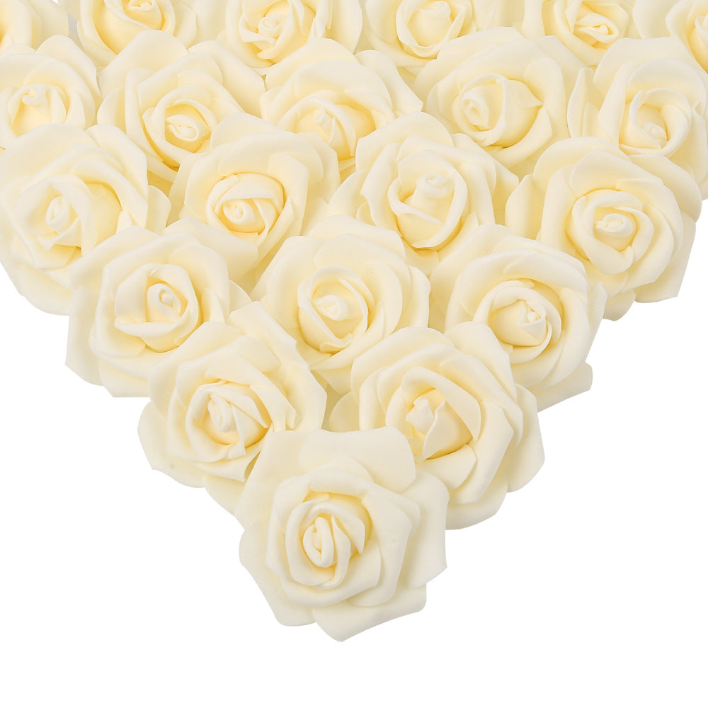 100 Pack Red Foam Roses, 3 Inch Stemless Artificial Flowers for Crafts, Wall Decorations, Wedding Receptions, Bridal Shower, Faux Bouquets, Spring Decor, and DIY Projects