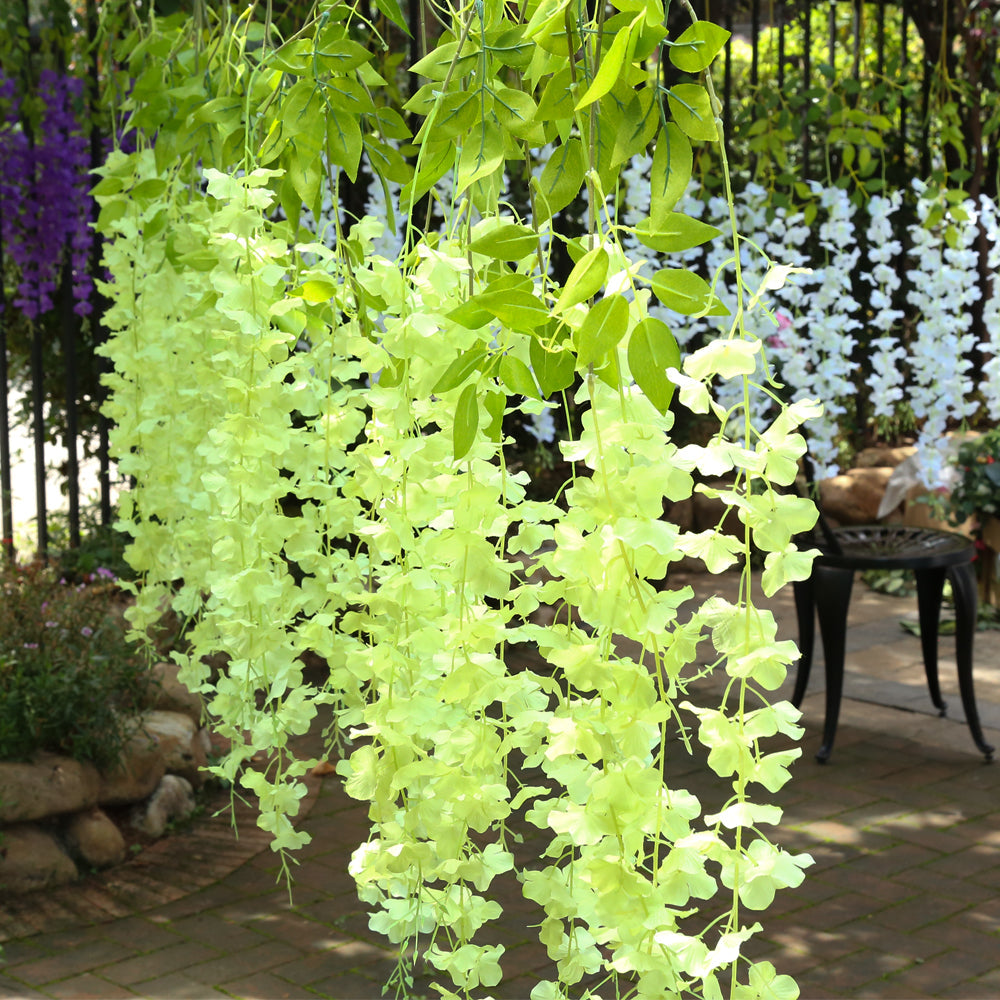 12pcs Artificial Wisteria Flowers Purple Dense Artificial Fake Wisteria Vine Ratta Hanging Garland Silk Flowers String Home Party Wedding Decor