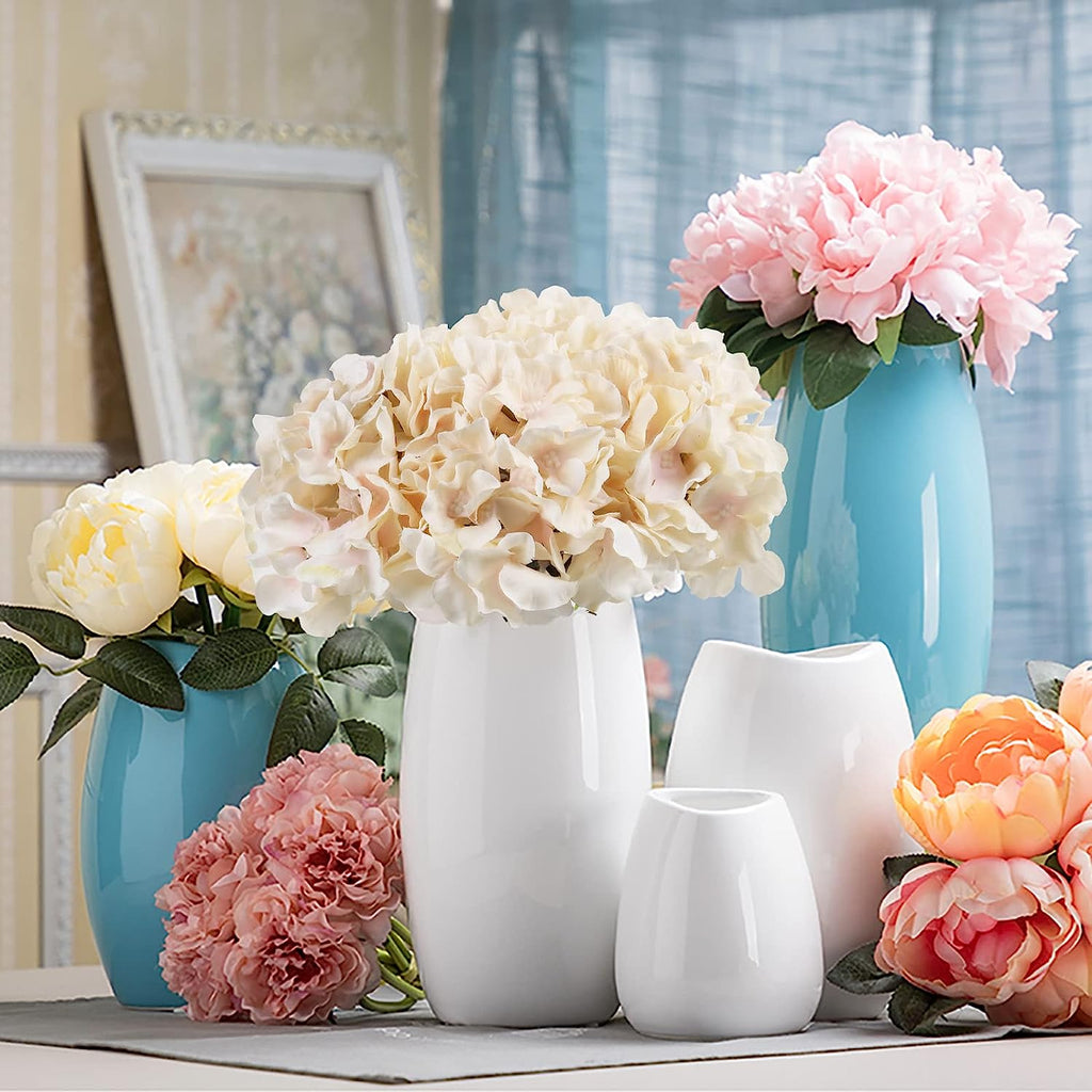 10pcs Hydrangea Artificial Flowers, Fake Purple Hydrangea Silk Flowers