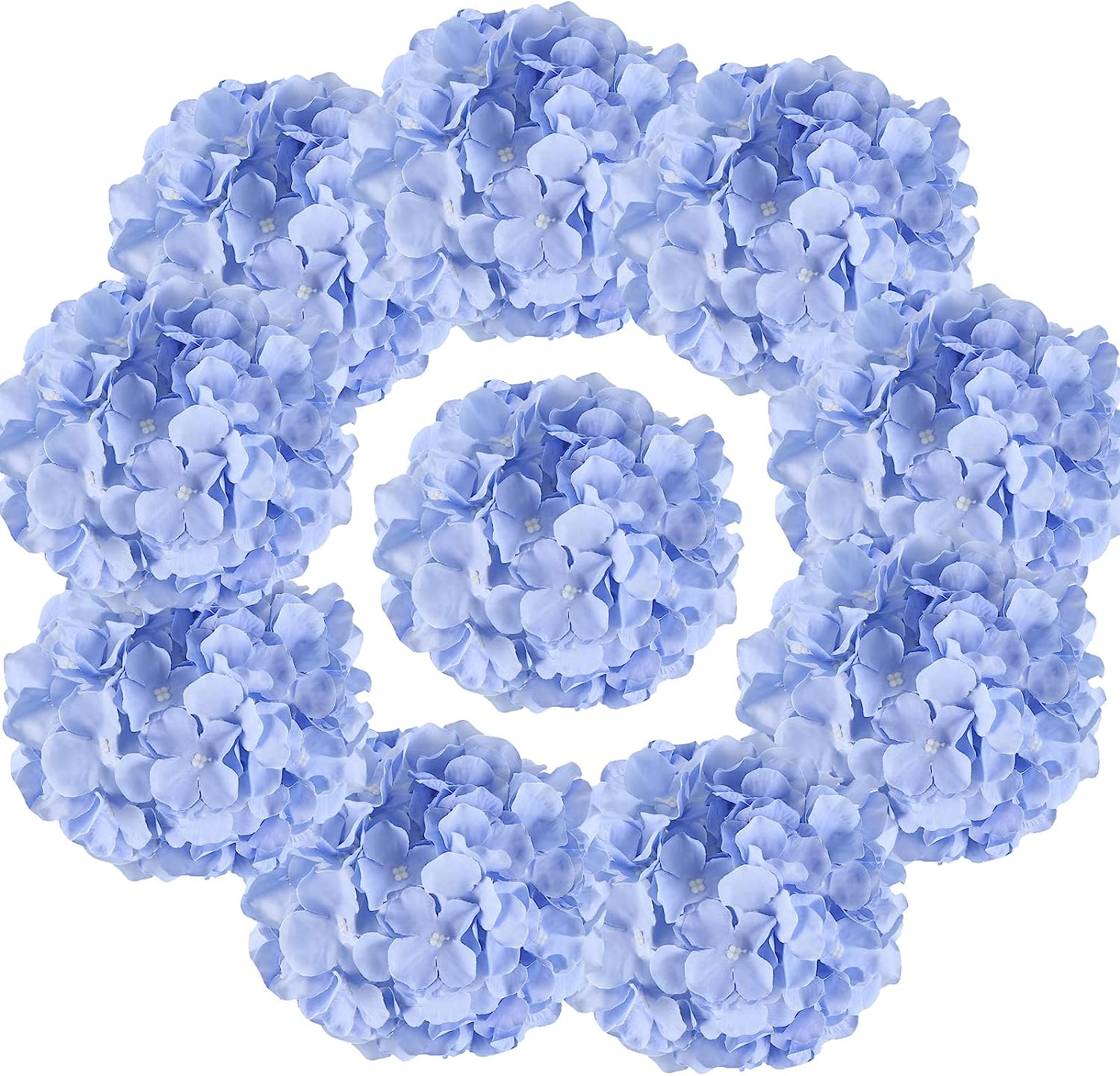 10pcs Hydrangea Artificial Flowers, Fake Purple Hydrangea Silk Flowers