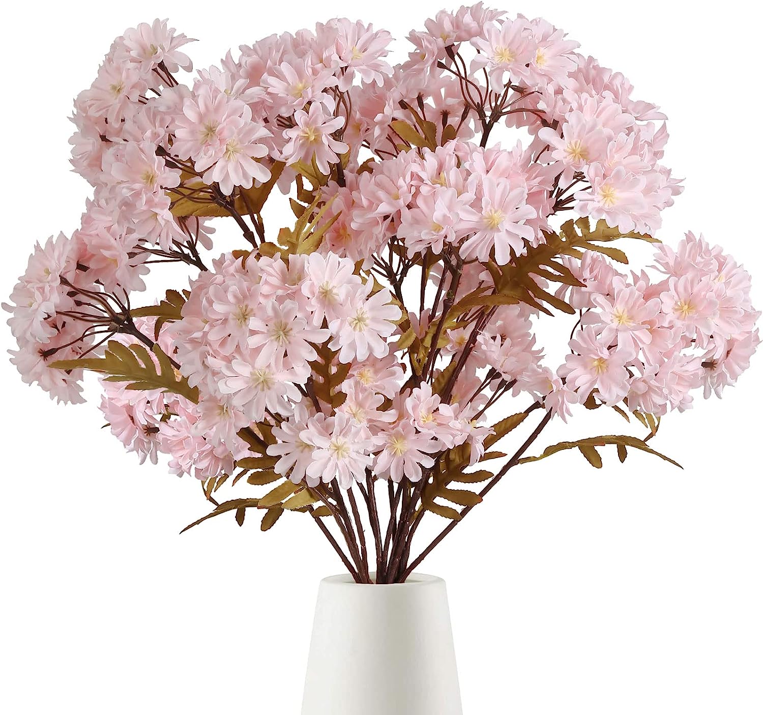 4 Bouquets White Daisy Artificial Flowers 30in Long Stem Fake Silk Sunflowers