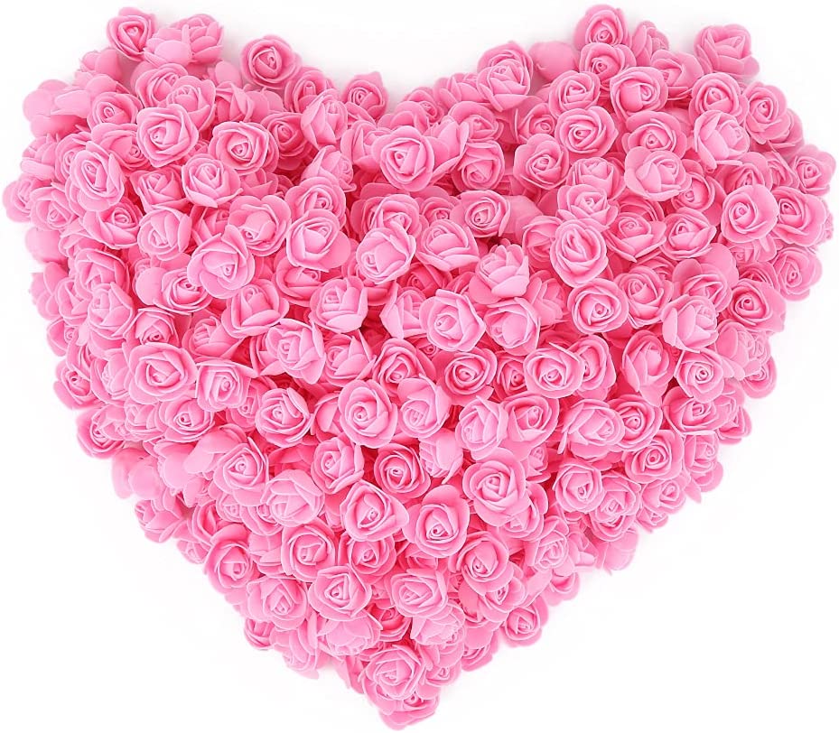 500pcs Burgundy Mini Foam Rose Heads, Artificial Foam Flower Bulk Fake Flower