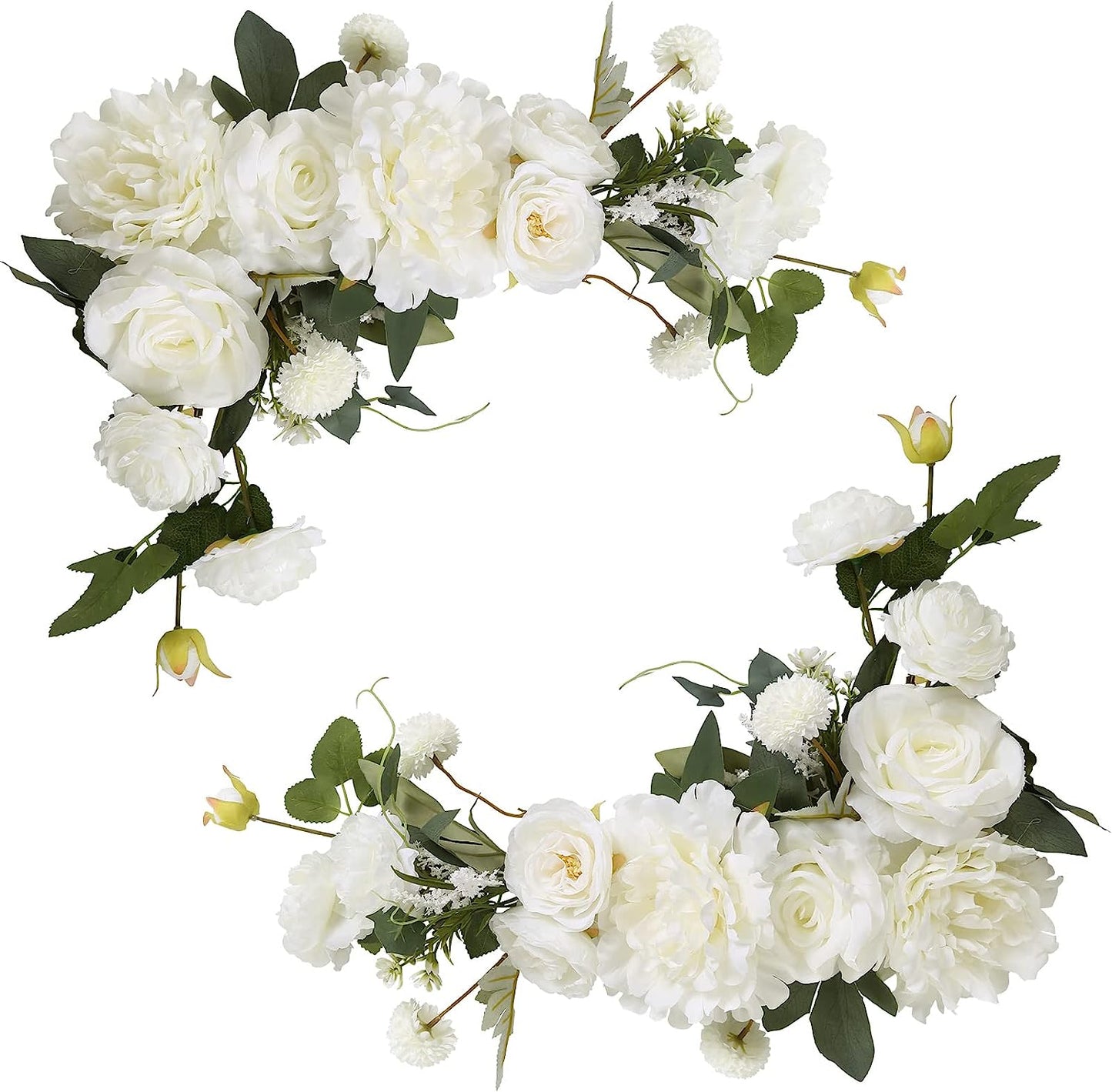 2pcs Floral Swags White Flowers  Fake Roses Combo Silk Peony for Wedding Decorations