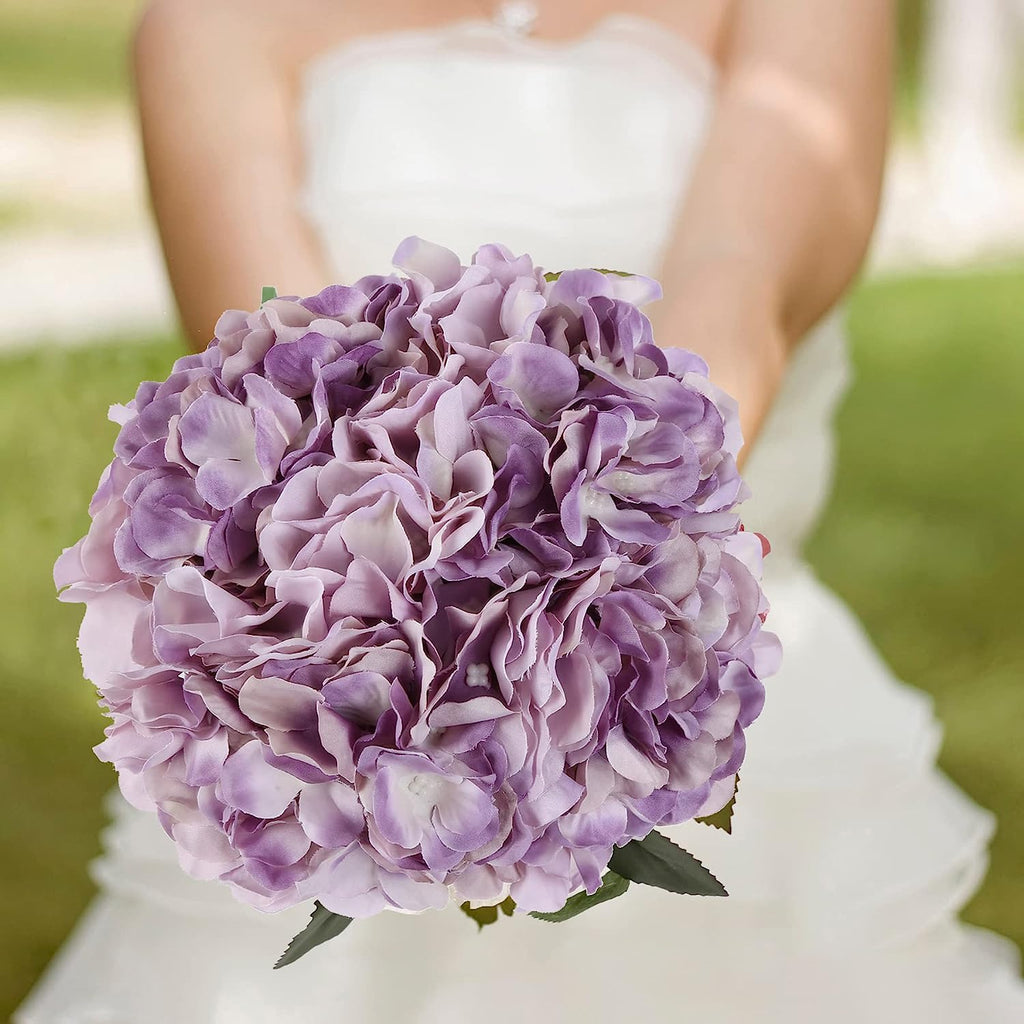 10pcs Hydrangea Artificial Flowers, Fake Purple Hydrangea Silk Flowers