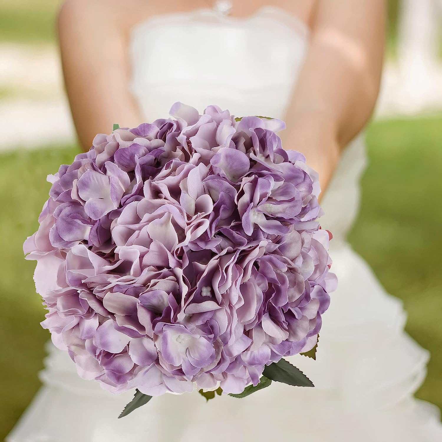 10pcs Hydrangea Artificial Flowers, Fake Purple Hydrangea Silk Flowers