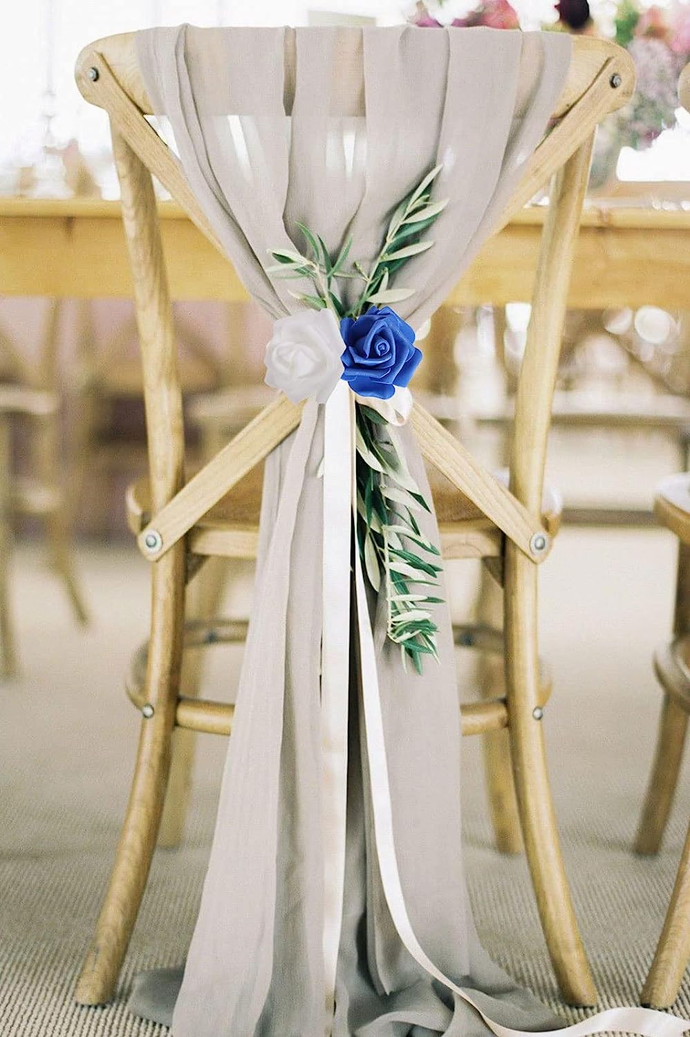 100pcs Royal Blue Artificial Rose Flower Heads, 3inch White Foam Roses Bulk Stemless Fake Flower