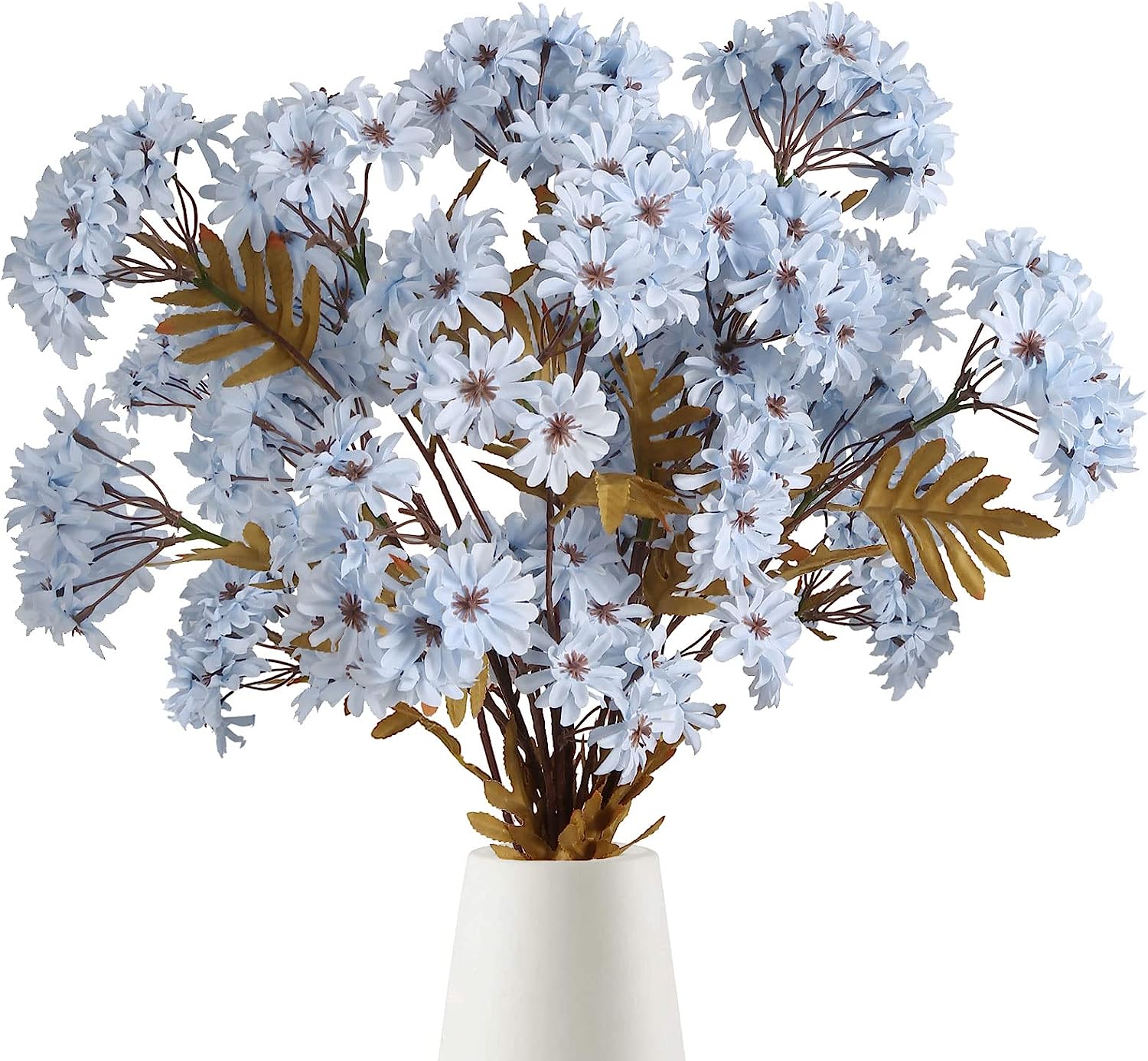 4 Bouquets White Daisy Artificial Flowers 30in Long Stem Fake Silk Sunflowers