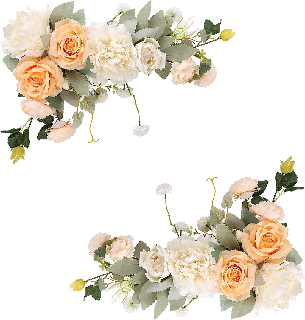 2pcs Floral Swags White Flowers  Fake Roses Combo Silk Peony for Wedding Decorations