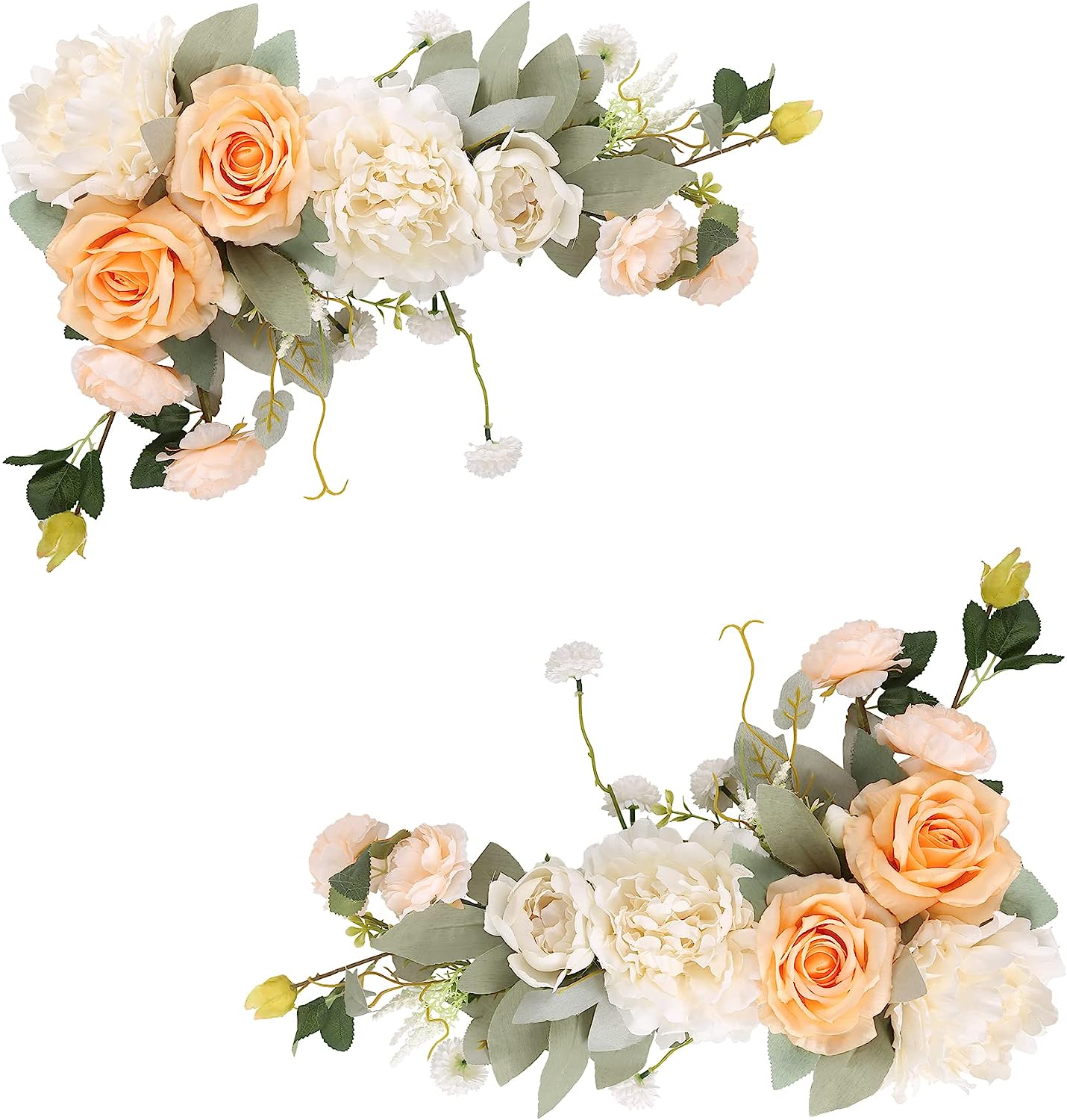 2pcs Floral Swags White Flowers  Fake Roses Combo Silk Peony for Wedding Decorations