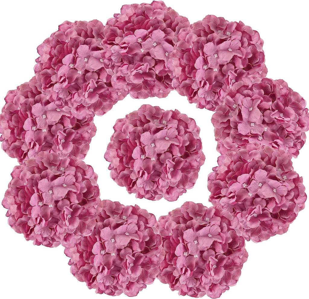 10pcs Hydrangea Artificial Flowers, Fake Purple Hydrangea Silk Flowers