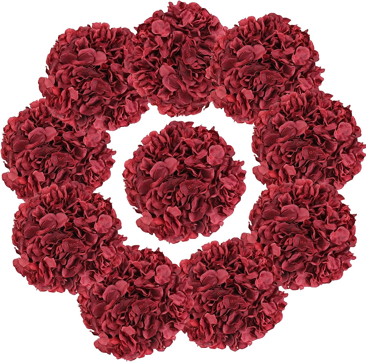 10pcs Hydrangea Artificial Flowers, Fake Purple Hydrangea Silk Flowers