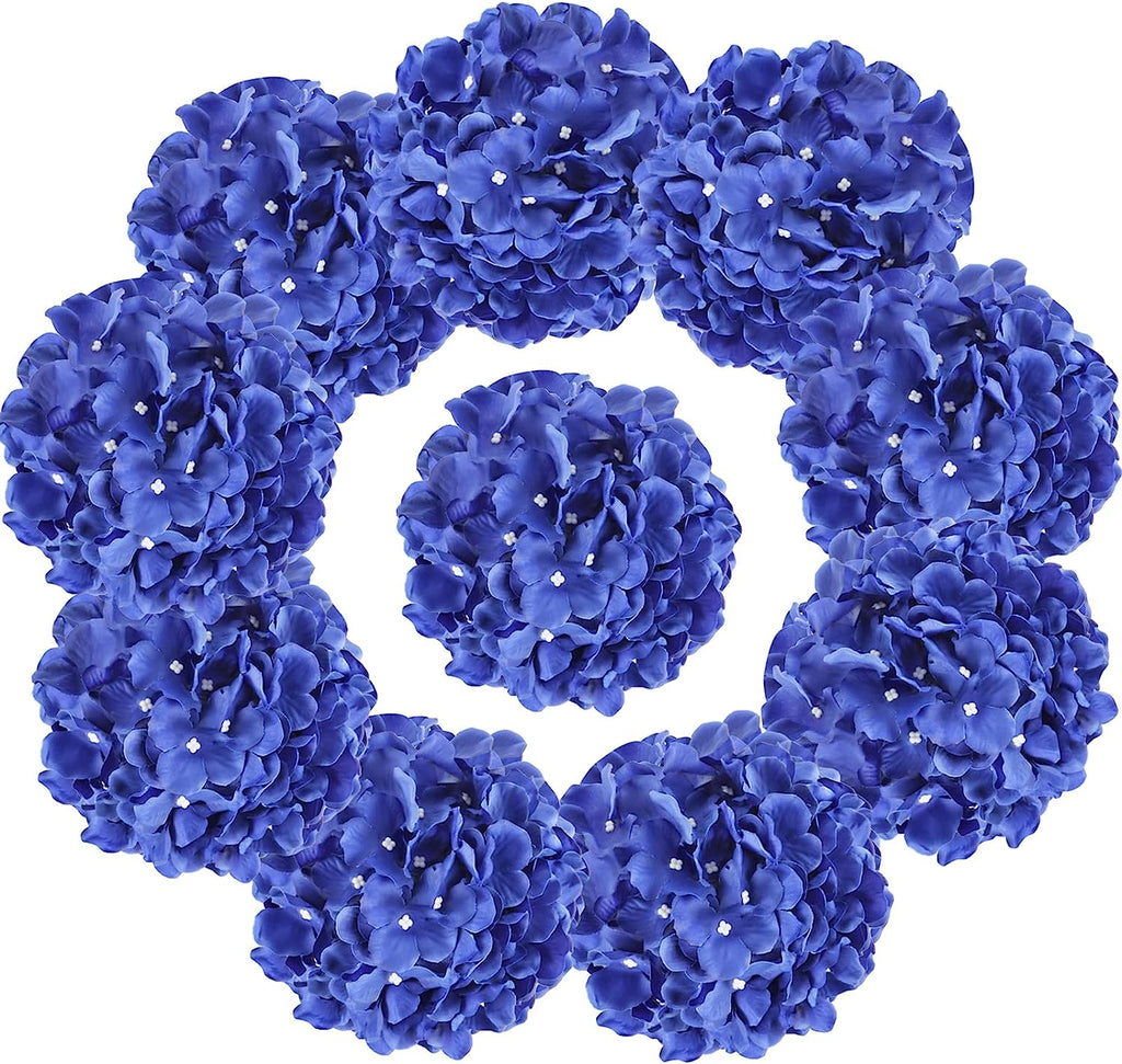 10pcs Hydrangea Artificial Flowers, Fake Purple Hydrangea Silk Flowers