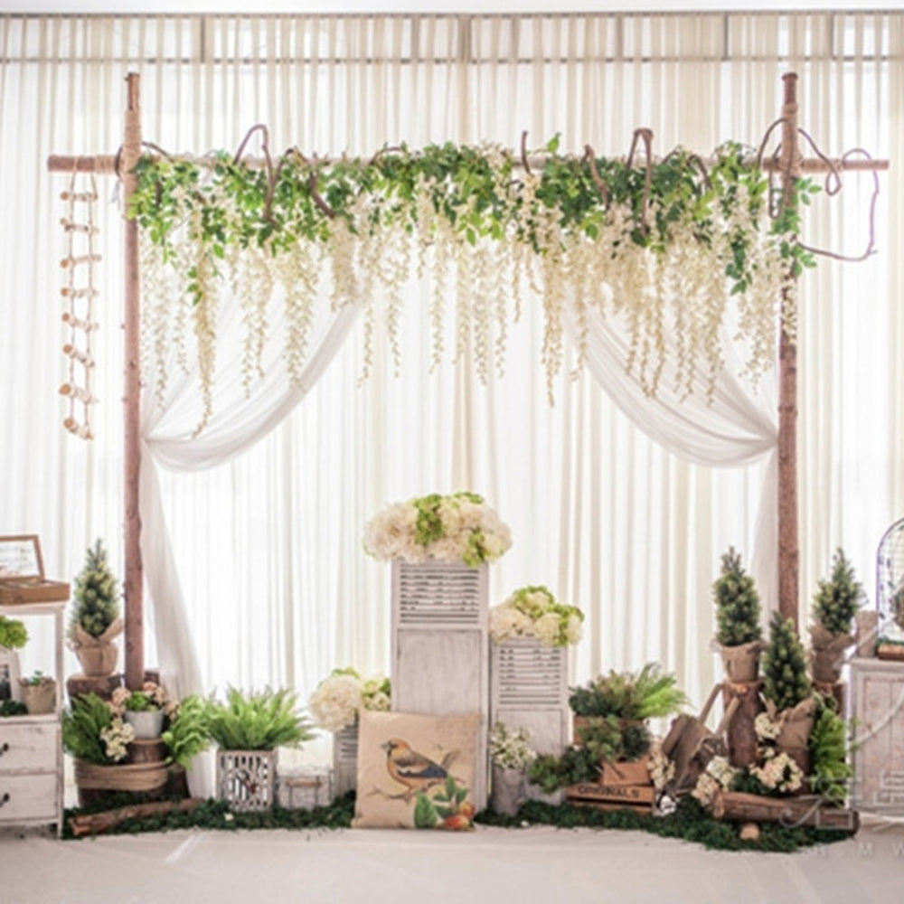 12pcs Artificial Wisteria Flowers Purple Dense Artificial Fake Wisteria Vine Ratta Hanging Garland Silk Flowers String Home Party Wedding Decor