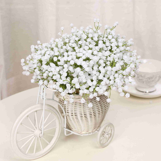 12 bouquets PU Artificial Flowers White Wedding Party Flowers Fake Flowers Plastic Decorative Flowers Supplies