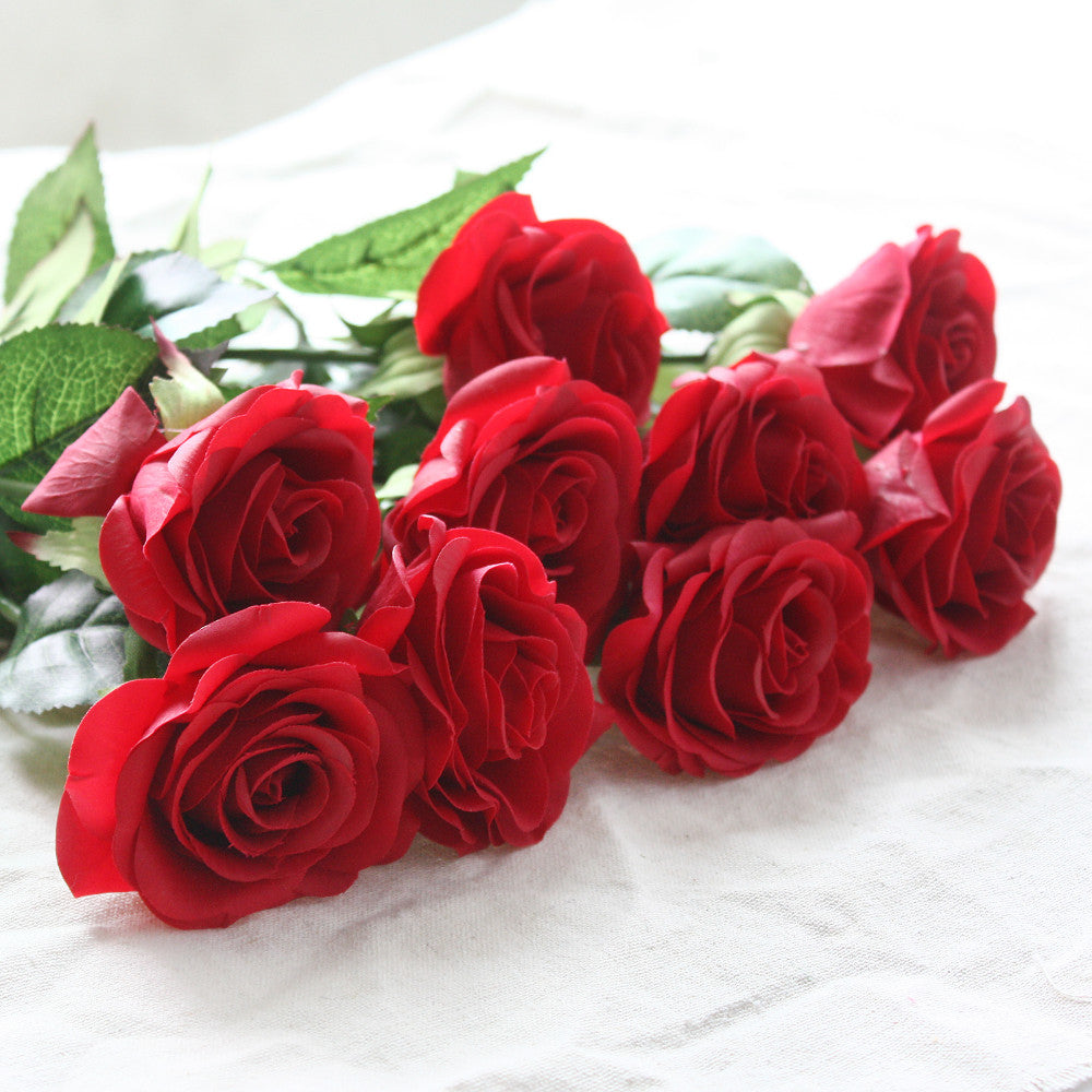 10pcs/Lot Silk Rose Artificial Flowers Real Touch Rose Flowers for New Year Home Wedding Decoration Party Birthday Gift