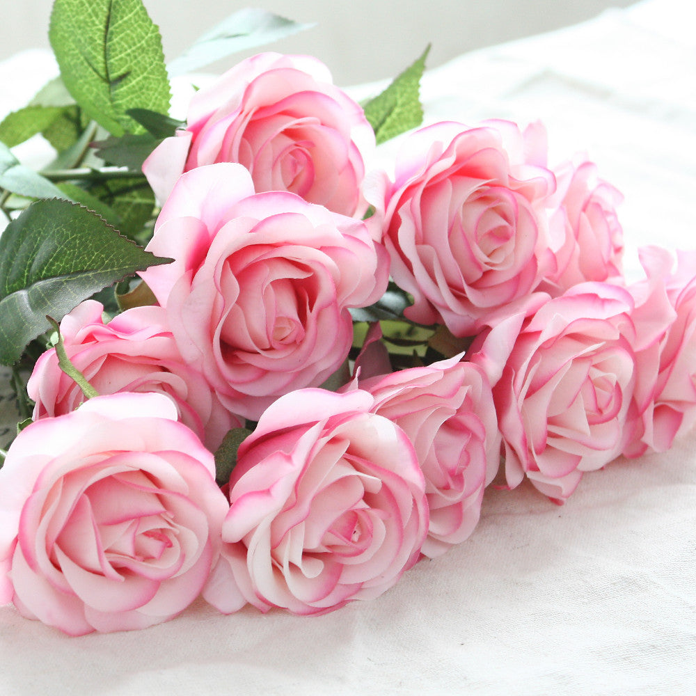 10pcs/Lot Silk Rose Artificial Flowers Real Touch Rose Flowers for New Year Home Wedding Decoration Party Birthday Gift