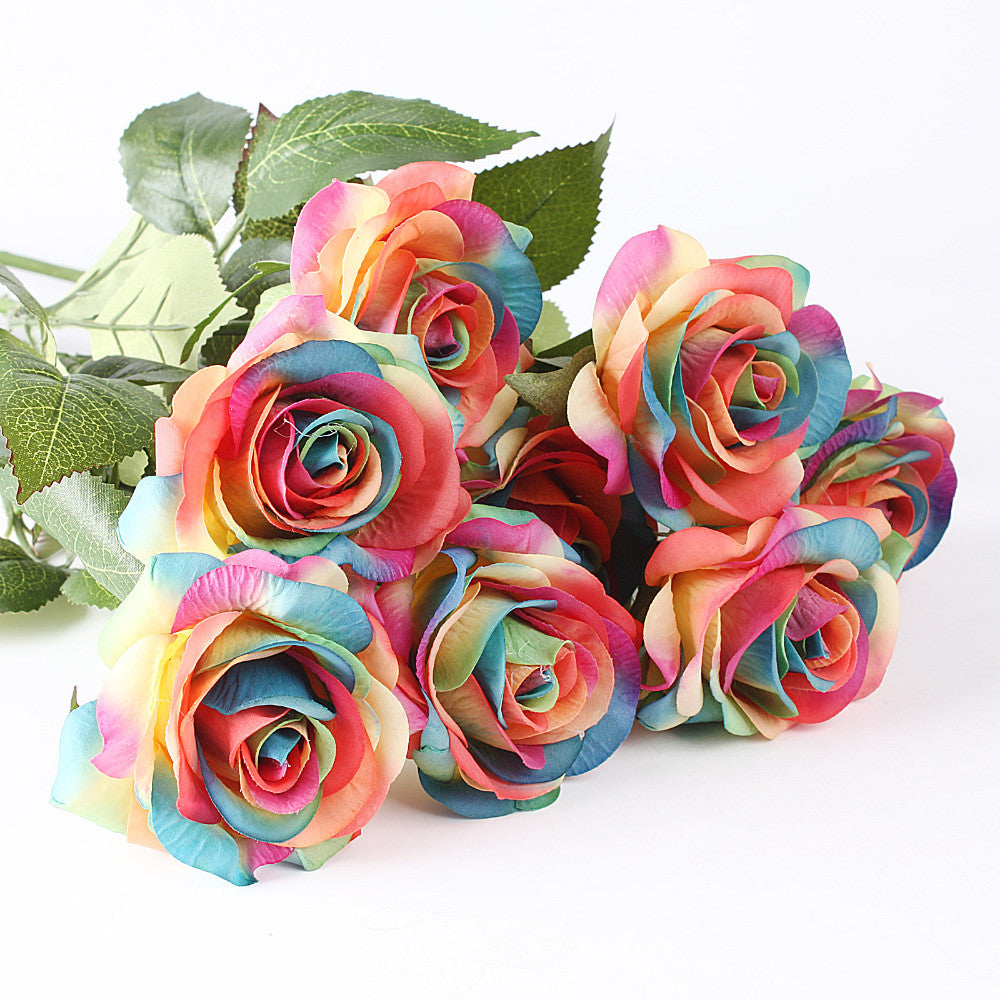 10pcs/Lot Silk Rose Artificial Flowers Real Touch Rose Flowers for New Year Home Wedding Decoration Party Birthday Gift