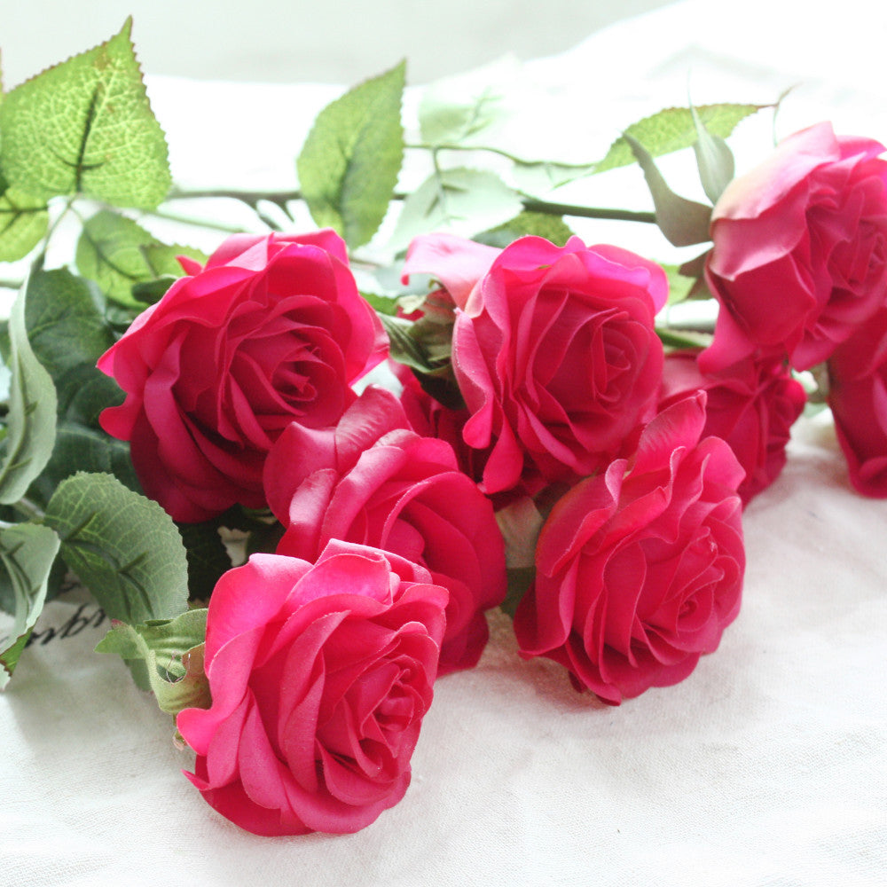 10pcs/Lot Silk Rose Artificial Flowers Real Touch Rose Flowers for New Year Home Wedding Decoration Party Birthday Gift