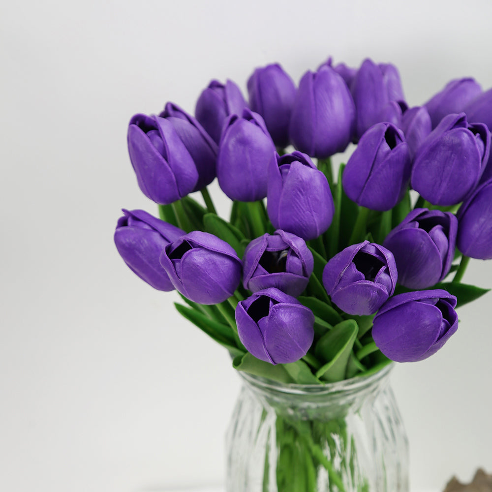 24 pieces of artificial tulips are used for decorating fake tulips, flower arrangement, artificial tulip decoration, dining table, home decoration, baby shower center decoration