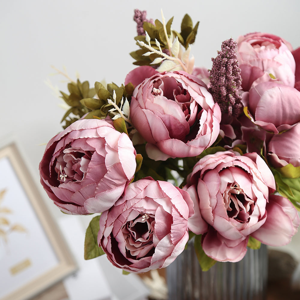 1Bunch Fake Flowers Vintage Artificial Peony Silk Flowers