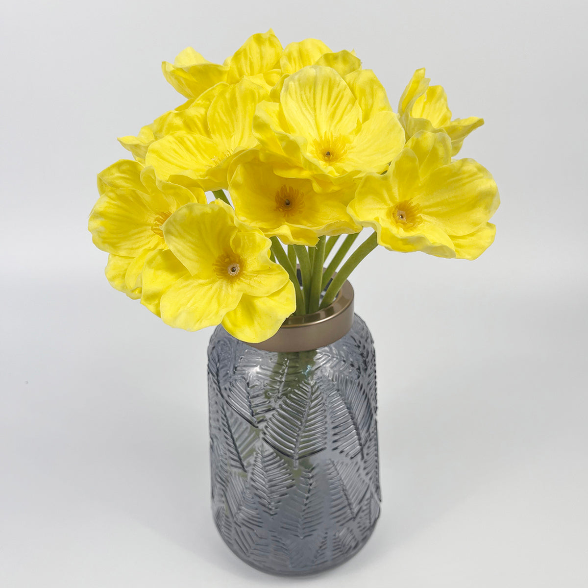 6 Pcs Artificial Poppies, 13'' Realistic Latex Poppy Flocking Long Stem Flowers