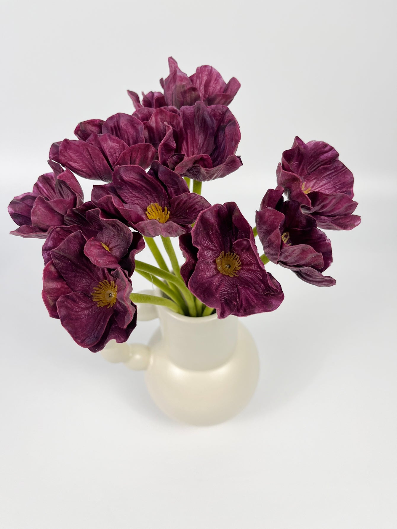 6 Pcs Artificial Poppies, 13'' Realistic Latex Poppy Flocking Long Stem Flowers