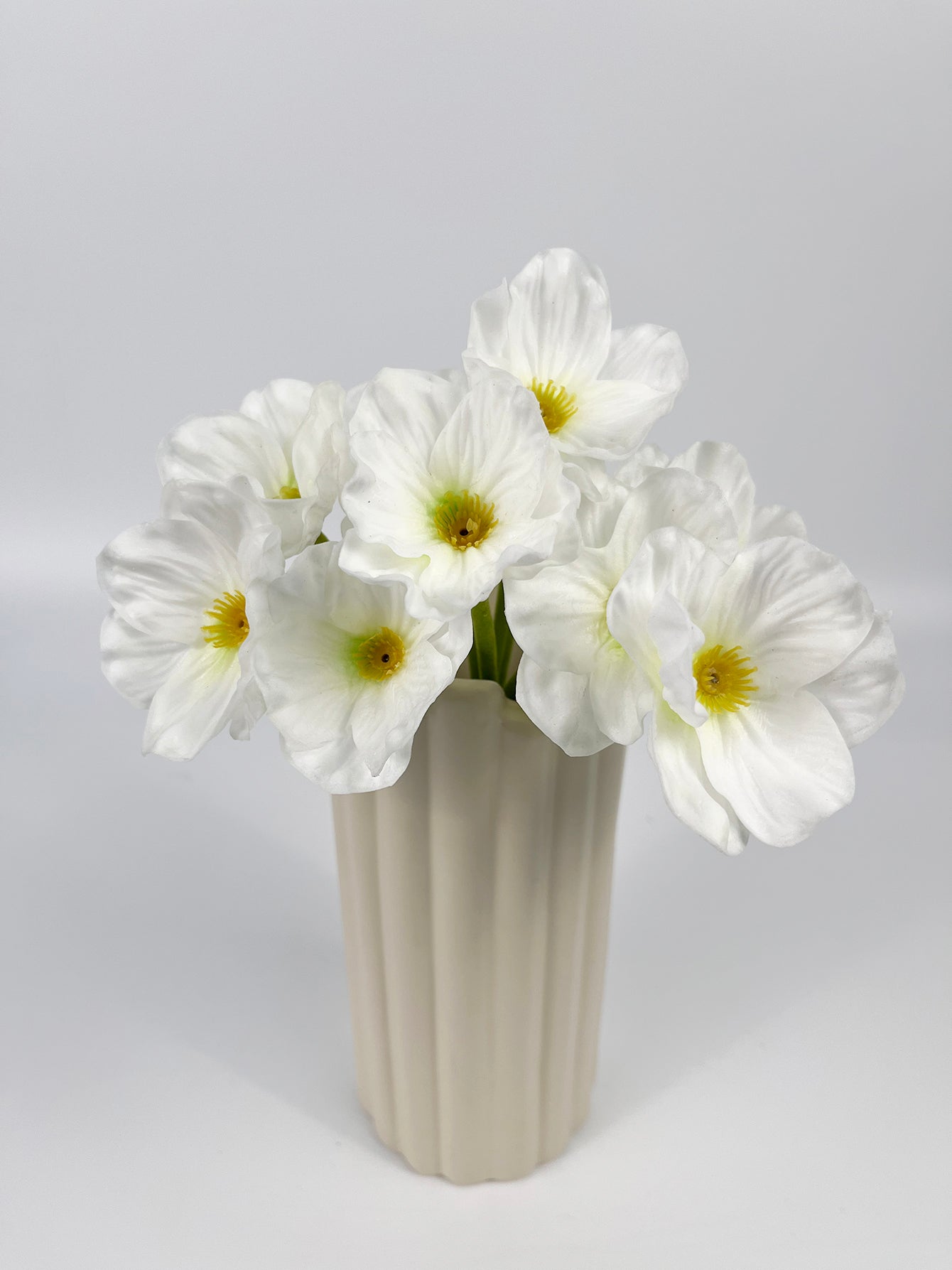 6 Pcs Artificial Poppies, 13'' Realistic Latex Poppy Flocking Long Stem Flowers