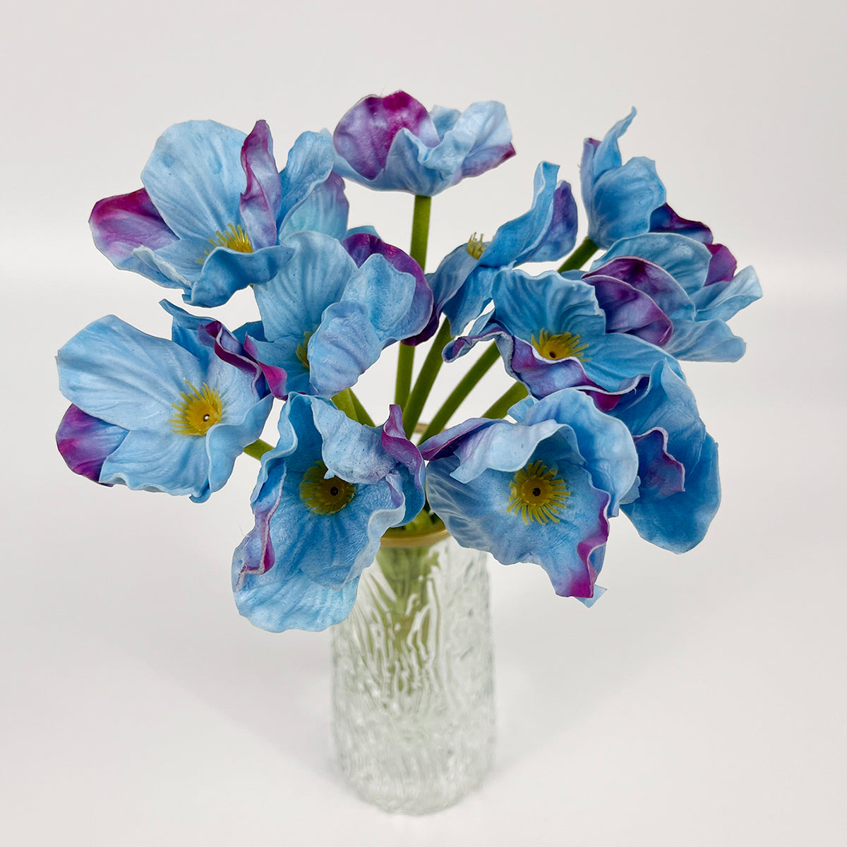 6 Pcs Artificial Poppies, 13'' Realistic Latex Poppy Flocking Long Stem Flowers