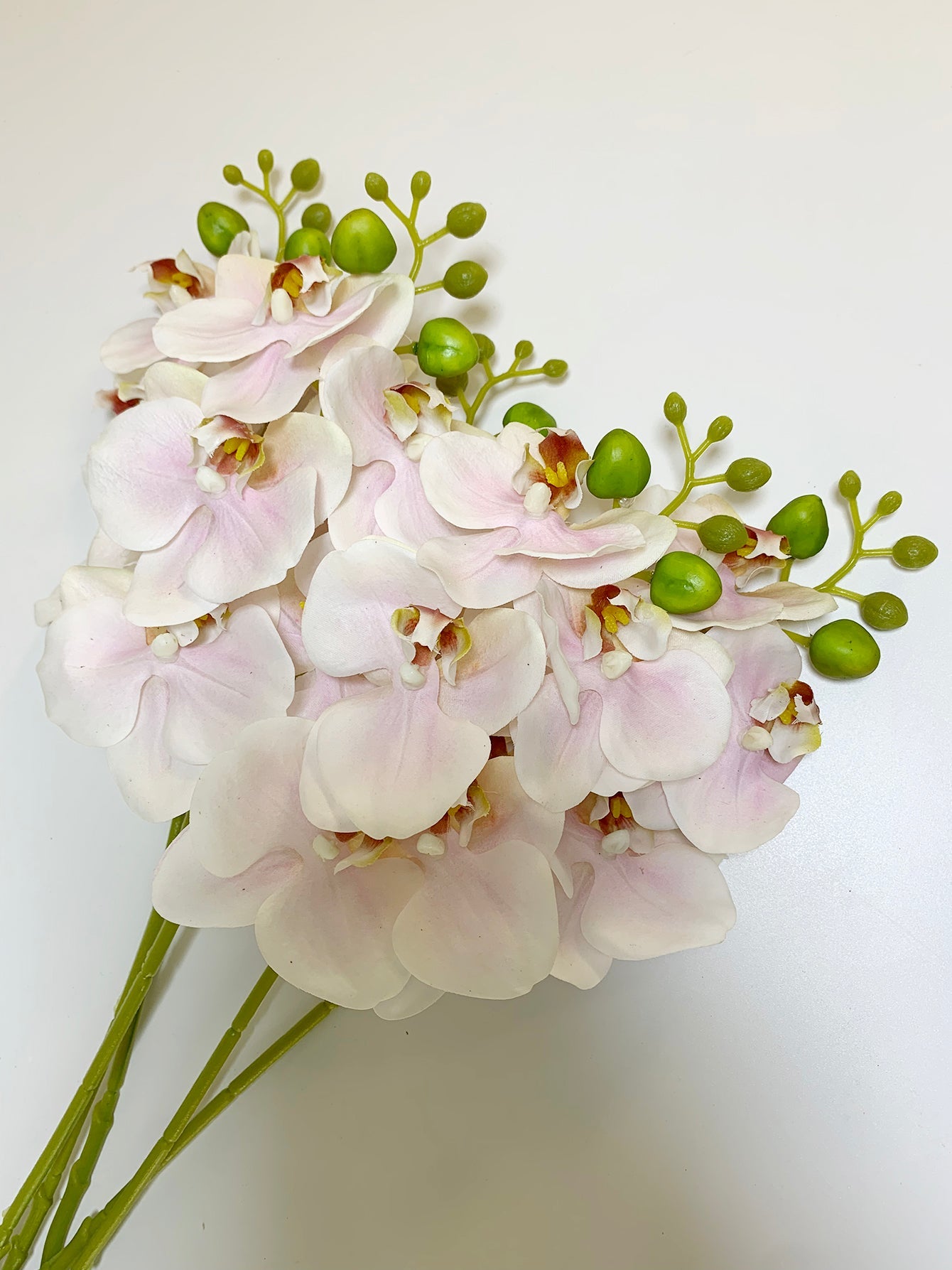 2 Bundles Artificial Phalaenopsis Flowers  Artificial Orchid Flowers Stem Plants for Home Decor Wedding Decoration