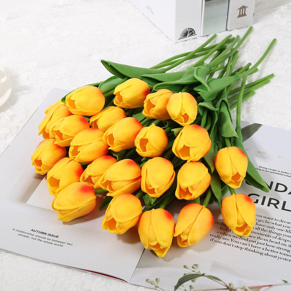 24 pieces of artificial tulips are used for decorating fake tulips, flower arrangement, artificial tulip decoration, dining table, home decoration, baby shower center decoration