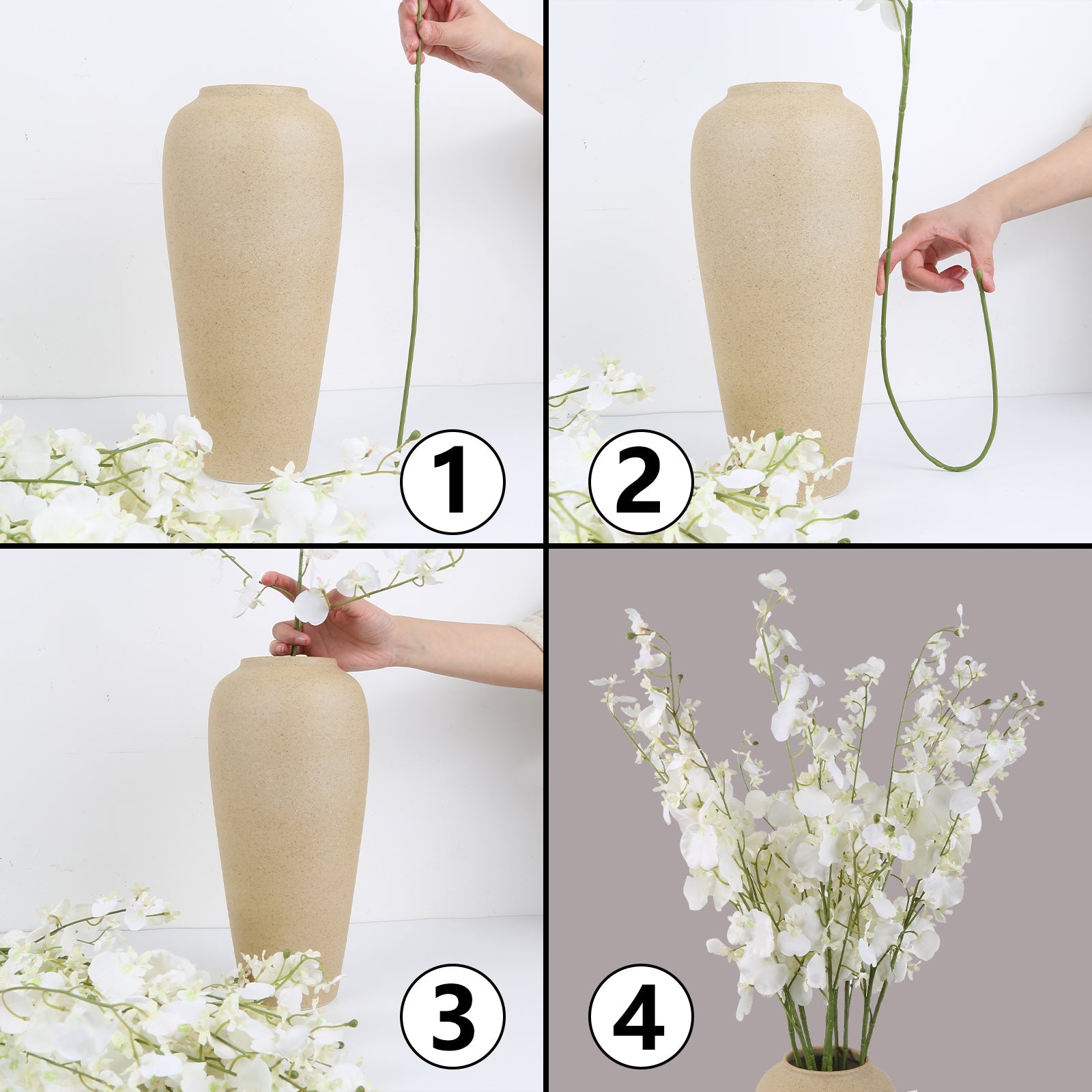 10Pcs Orchids Artificial Flowers,(Each 37'') Fake Orchid Artificial Orchids Long Stem Artificial Flowers Fake Silk Flowers for Indoor Outdoor Wedding Home Office Decoration