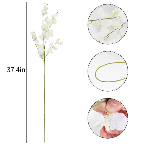 10Pcs Orchids Artificial Flowers,(Each 37'') Fake Orchid Artificial Orchids Long Stem Artificial Flowers Fake Silk Flowers for Indoor Outdoor Wedding Home Office Decoration